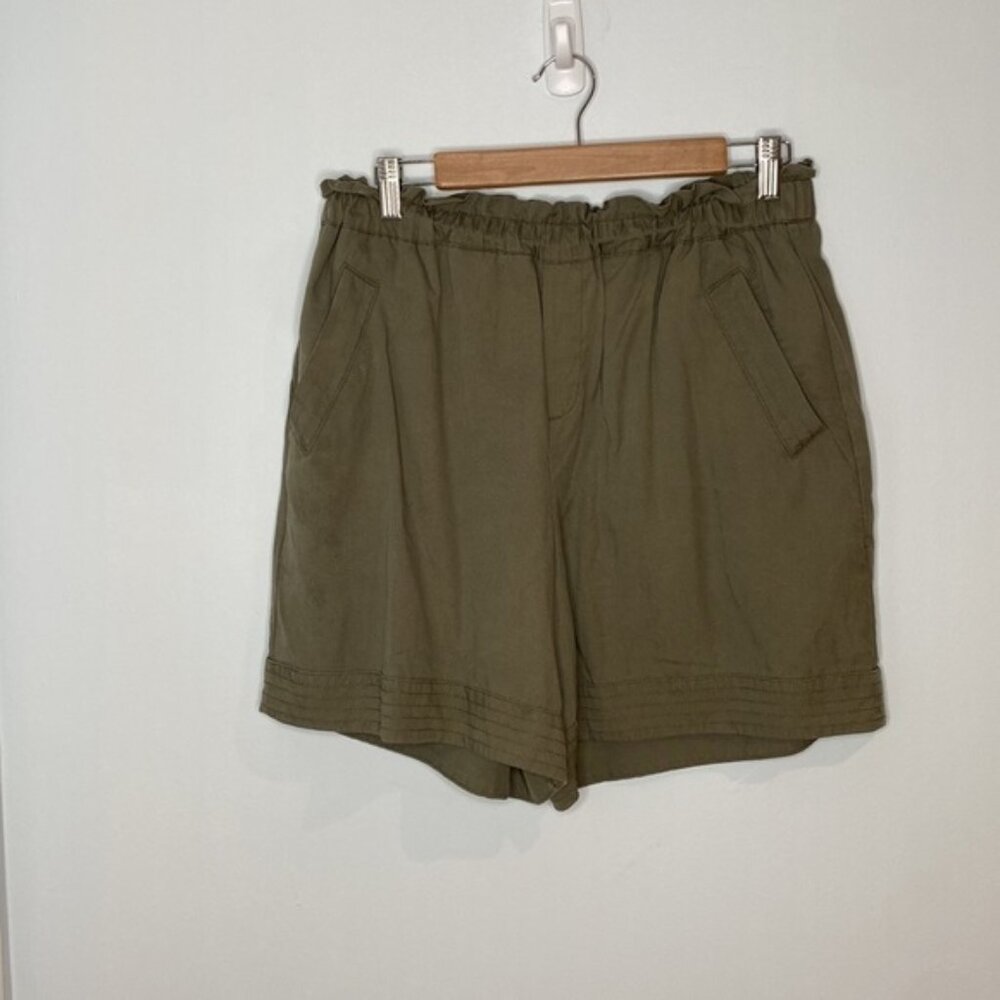 Addition Elle Women Green Solid High Waisted Paperbag Short Size 10